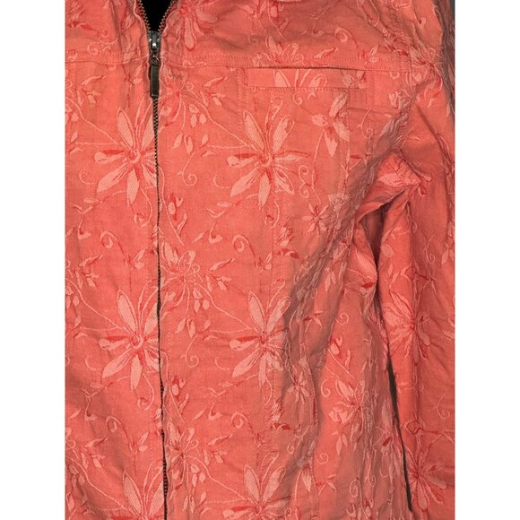 Coldwater Creek Floral Embossed Jacket Womens Size PM Cotton Blend Full Zip - Picture 2 of 14